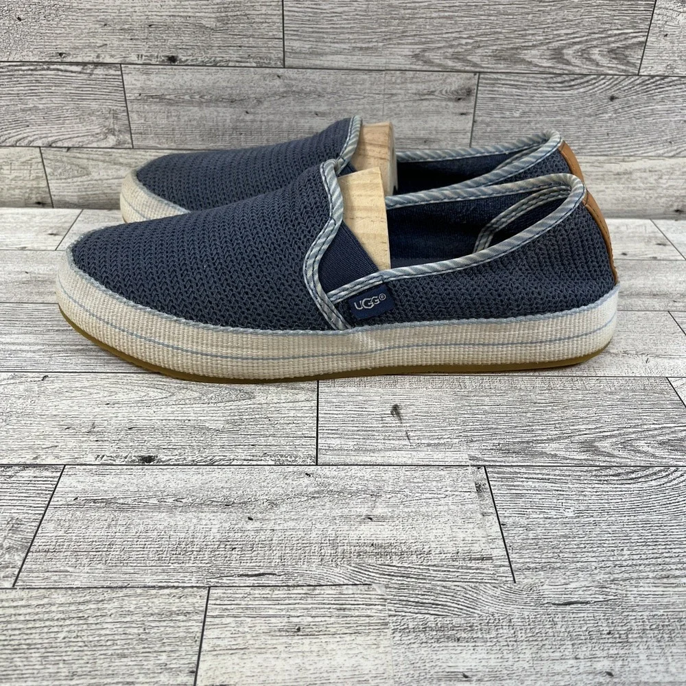 UGG Blue‎ White Canvas Slip On Loafers 1102804 Women Size 7